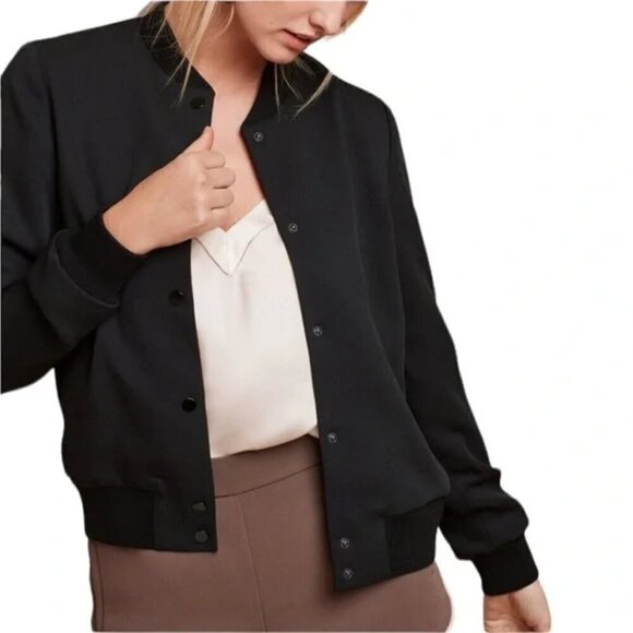 Aritzia Wilfred Poussin Bomber- Minimalist Crepe Bomber- Black-Size XS - Picture 1 of 11